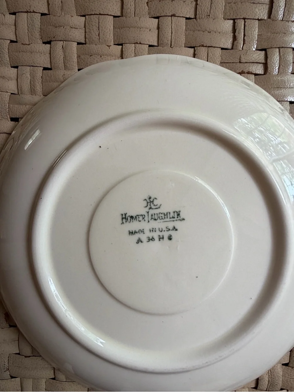 Vintage Homer Laughlin Red Rim Porcelain Dish with Romantic Couple Motif